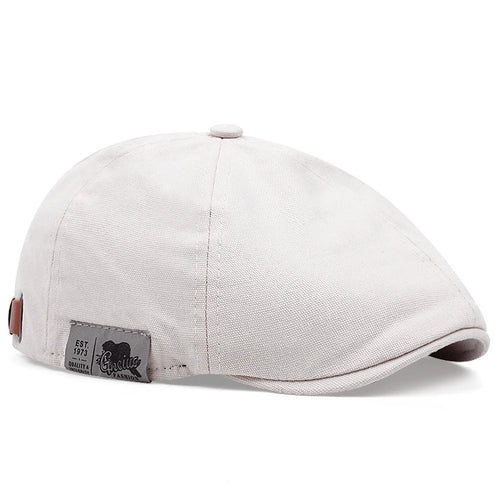 2024 New Men's Vintage Linen Fashion Hip Hop Solid Beret Side Label