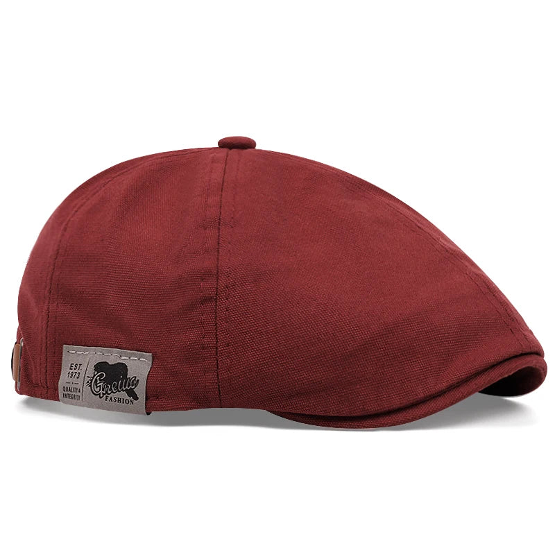 2024 New Men's Vintage Linen Fashion Hip Hop Solid Beret Side Label