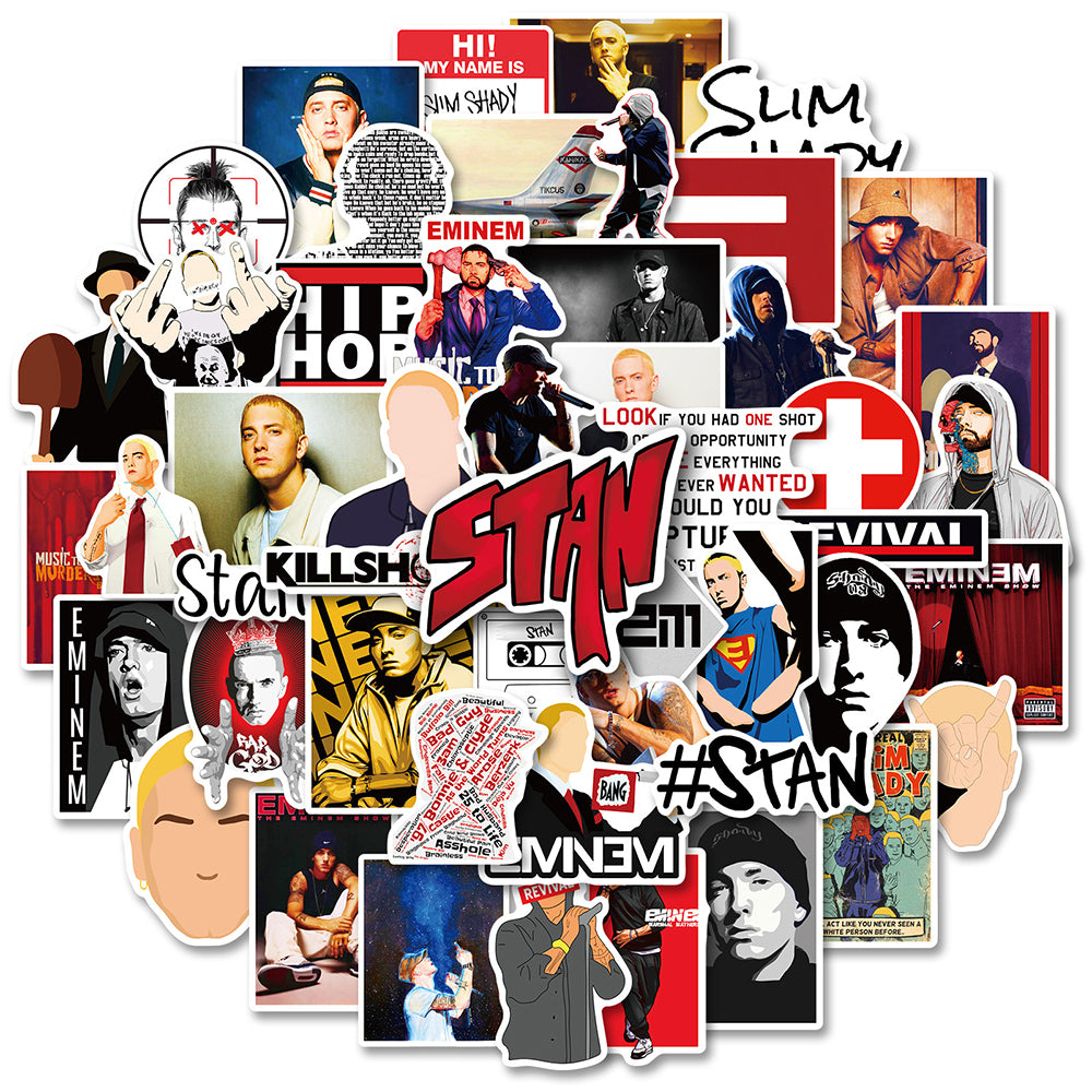 10/30/50PCS Hot Eminem Rapper Stickers Hip Hop Car Motorcycle Travel