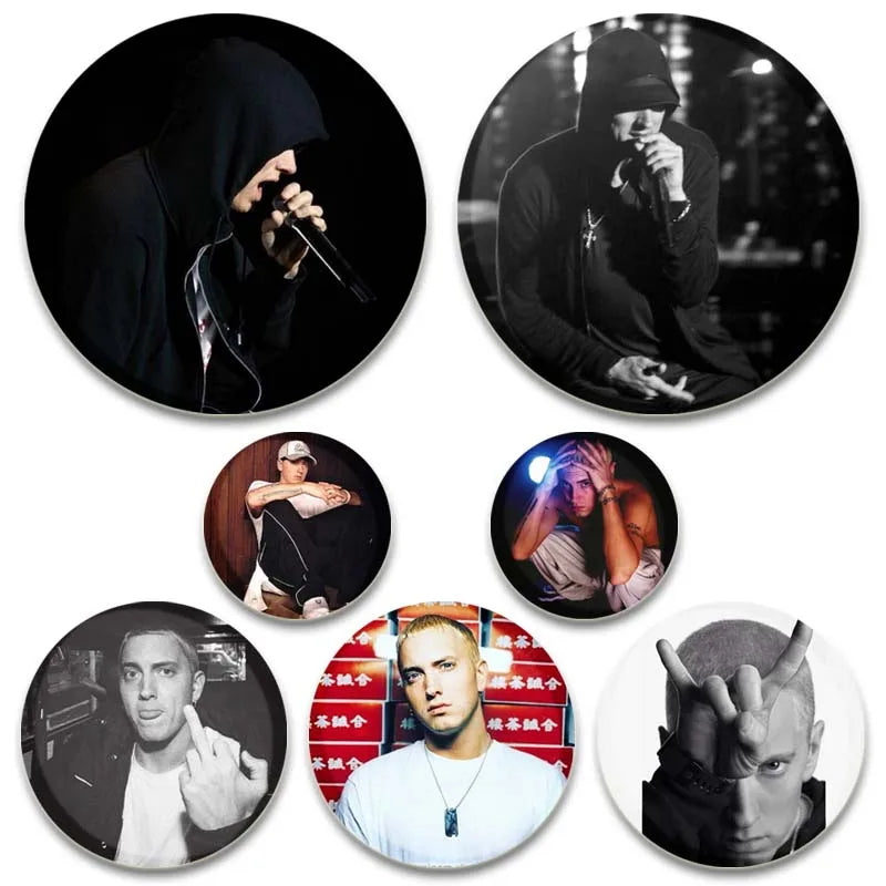 58mm Hip-Hop Rapper Eminem Icons Pins Cosplay Singer Badge Brooches
