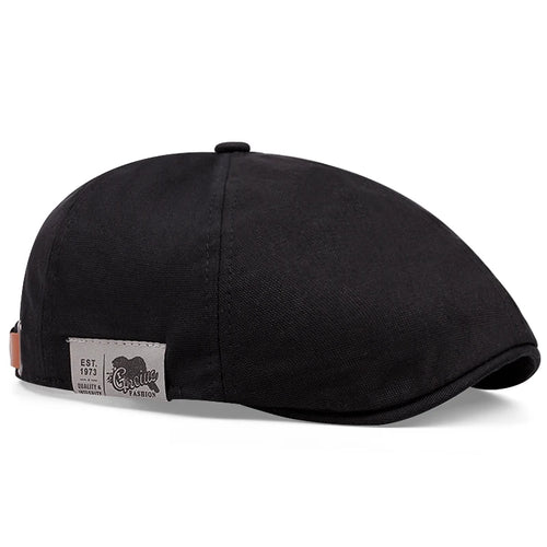 2024 New Men's Vintage Linen Fashion Hip Hop Solid Beret Side Label