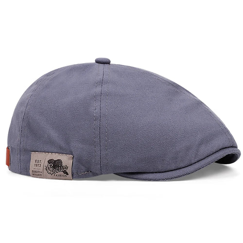 2024 New Men's Vintage Linen Fashion Hip Hop Solid Beret Side Label