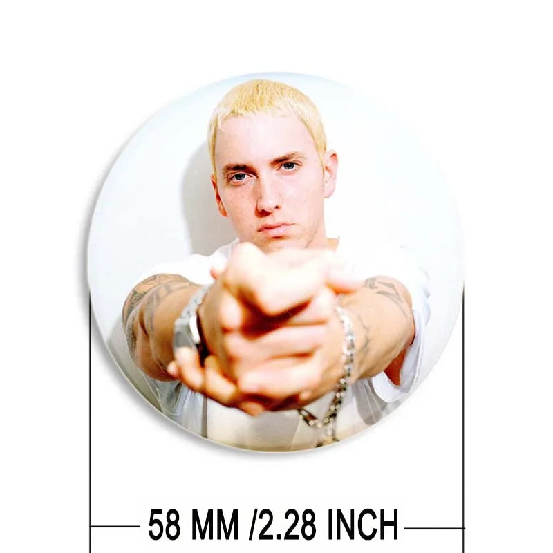 58mm Hip-Hop Rapper Eminem Icons Pins Cosplay Singer Badge Brooches