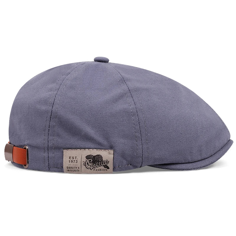 2024 New Men's Vintage Linen Fashion Hip Hop Solid Beret Side Label