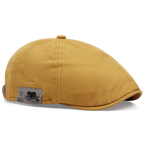 2024 New Men's Vintage Linen Fashion Hip Hop Solid Beret Side Label