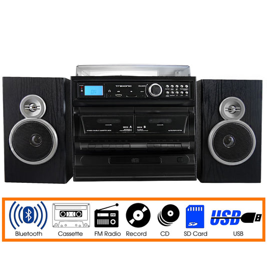 Trexonic 3-Speed Vinyl Turntable Home Stereo System with CD Player,